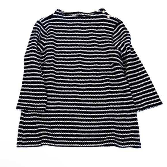 Talbots Women's Navy & White Striped Boatneck Knit Sweater 3/4 Sleeves M/P - Picture 8 of 12